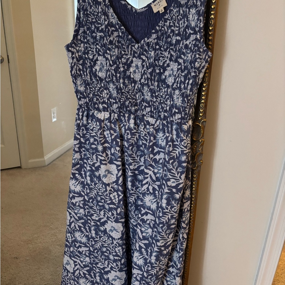 Marea Blue and White Patterned Dress